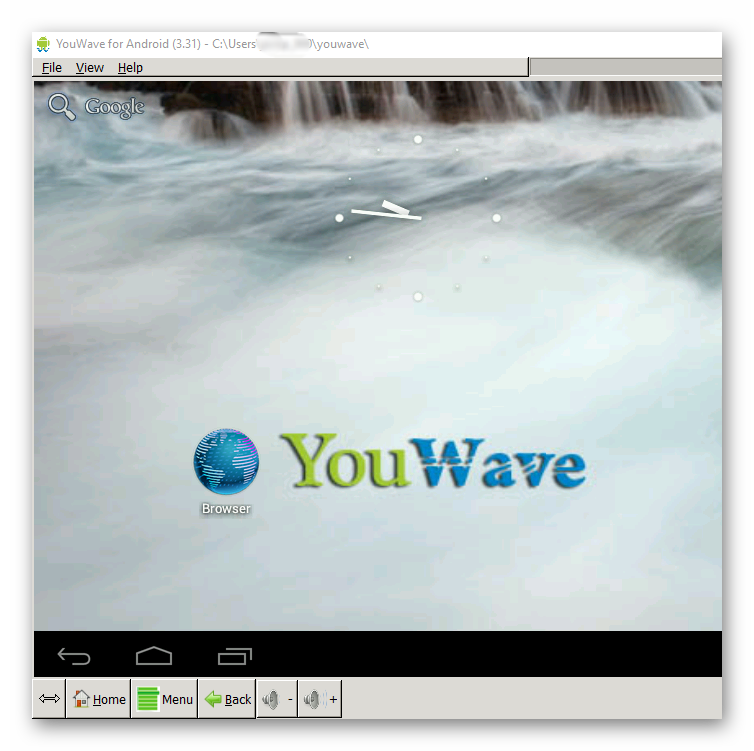 Главный экран эмулятора Youwave